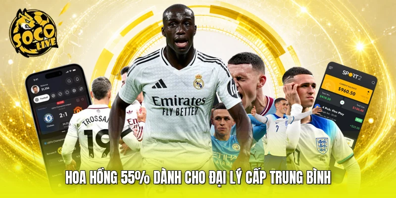 Hoa hồng 55% dành cho đại lý cấp trung bình